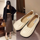 Zingj Dou Shoes Female 2024 Spring And Autumn New Soft Leather A Foot Pedal Flat Shoes Night Wind Gentle Fairy Single