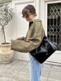 Color 2025 Spring And Autumn Leisure Tuffen Texture Collar Pilot Jacket Women