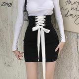 Mini Victorian Skirt Women Korean Style Slim Lace-up Black Gothic Skirt Court Retro Casual Party Kawaii Y2k Clothes