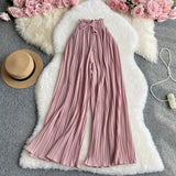 Zingj Wear A High Waist Strap With Casual Pants Female Micro Fat Large Size Show Thin Cover Meat Hanging Feeling Wide Leg Pleated