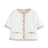 Women's Summer Casual Claming Dress-Up Short Sleeve Coat High Waist Casual Pants