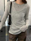 Solid Color Thin Long Sleeve Knit-Outfit