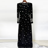 New Star Fashion Heavy Industry Nails Studded Long Dress Dress Dress