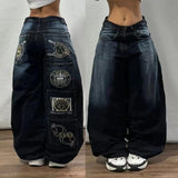 Black Wide-Legged Jeans 2025 New Spring And Autumn Style Middle Waist Style Sagging Jeans 211-0-Outfit