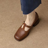 Small Leather Shoes Women's Design Sense Of Niche Heel Women's Shoes 2025 Autumn French Retro Brown Light Mouth Single