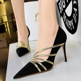 Shoes Sexy High Heels Suede Women Pumps Stiletto Party Shoes Women Heels Pointed Toe Hollow Women Sandals Plus Size