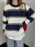Color Block Striped Knit Sweater- Outfit