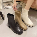 Boots Women's High-End Boots Spring And Autumn New Martin Boots Coarse And Korean Version Of Thin Boots After Zipper Single