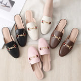New Round-Headed Slippers Women Without Heel Half-To-Head Out Of The Head Muller Shoes Size