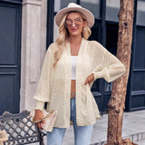 Autumn / Winter Fashion New Women's Casual Solid Color Loose Play Jacquard Cardigan