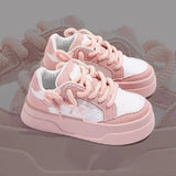 High-Board Shoes Women 2025 Autumn New Small Pink Sports Casual Shoes Hit The Color Of Small White