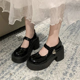 Jane Shoes Women 2025 Autumn And Winter New Fashion Round Head Thick Leather Shoes Thick Sole Single