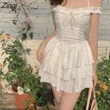 Summer Kawaii Party Strap Dress Women Casual Holiday Beach Sexy Mini Dress Designer Ruffles Sweet Princess Fairy Dress
