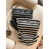 Hottie Hit The Striped Chest-Striped Bra Vest Woman Summer Wear Chest Pads All Wrapped In Pure Desire Waistless Sleeveless