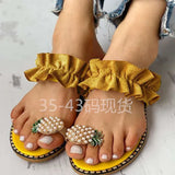 Large-Size Sandals Women 2025 Summer New Korean Version Of Fashion Wearing Flat-Bottomed Cold