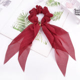 Bow Long Ribbon Hair Scrunchie Chiffon Floral Print Sweet Elastic Hair Band Ponytail Hair Scarf Hair Tie Hair