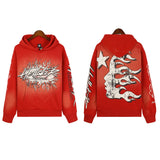 Printing Leisure Retro Tide Card Loose Hooded Sweaters For Men And