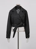 Temperament Long-Sleeved Solid Color Waist Thin Coat 2025 New High-End Fashion Wind Coat