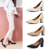 Single Shoes Women's Coarse Heel 2025 Spring New Pointed Work Shoes Shallow One-Foot Pedal Korean Version Of High Heel