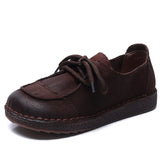 Layer Of Cow Leather Hand-Retro Single Shoe Women 2025 Spring New Comfortable Soft-Soled Casual Shoes Round Leather Women's