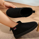 Short-Snow Boots Women 2025 Winter New Round Head Plus Velvet Thick Warm Flat Cotton