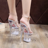 Zingj 34-43 Ultra High Heel Fishmouth Silver Heel Cross Strap Sandals Nightclub Sexy