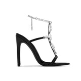 New Heavy Industry Gold Diamond Gemstones And Water Drills And Exposed Sandals Women's Summer High