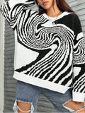 Vintage Ripple Round Collar Collar Sweater Fashion Design Lazy Knitted