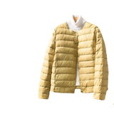 2024 New Light Down Jacket Female Short Round Neck Warm Inside Gallbladder Autumn Winter Without Collar Slim Large Size Coat-Outfit