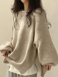 Oversized Split Hem Pullover Sweater- Outfit