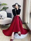 Gradient Pleated Long Skirt- Outfit