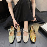 Women 2025 New Women's Shoes Spring Korean Plate Light Mouth Flat Bean Shoes Women's Style Lace Mary Jane