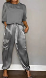 Fashion Lady Smooth Sleeve Half-Sleeveed Trompack Two-Piece