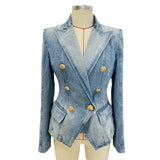 Star New Body Repair Double Buckle Lion Buckle Denim Suit