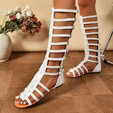 Summer New Large-Size Sandals Women's High-Bduct Belt Buckle Bottom Cool Boots Roman Fish Mouth Cool