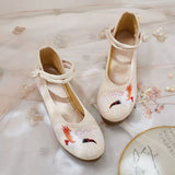 Zingj Heels Single Shoes Embroidered Cloth Shoes Spring And Autumn Ancient Wind Ethnic Wind Women's Shoes Mother Shoes Square Dance