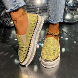 Version Of Students Casual Board Shoe Pine Cake One Foot Pedal Four Seasons Water Diamond Pine Cake Thick-Soled Lefu Breathable Flat Sole Single Shoes