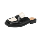 Half Slippers Female British Style French Style Metal Lazy Outside Wearing A Foot Pedal Muller Shoes Large-Size