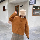 Horn Buckle Sweater Autumn And Winter Coat Korean Version Of Lazy Knitted Open Shirt Outside To Wear New Women's Clothing