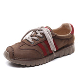 Time 99] Head-Level Cowfreft Leather-Scage Shoes Women's New Sports Leisure Agment Shoes Soft Sole Single