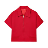 New Women's Collar Short-Sleeved Short Coat Straight Trousers 8491053