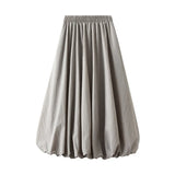 2025 New High-Rise Thin Flower Thigh Lantern Skirt Mid-Length Skirt Women