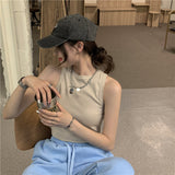 Zingj Round Collar Shows Thin Crop Short Money Wear Vest Summer 2024 New Hot Girl Sling Top Design
