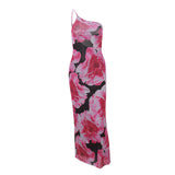 Zingj Girls 2024 Summer New Fashion Vintage Print Sexy Holiday Style Slim One-Shoulder Halter