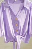Shirts Women 2023 Summer Loose Casual Blouse White Women Buttoned Up Shirt Top Tied Waist Elegant Women Blouses