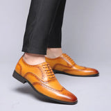 Zingj New Men's Plus Size Dress Leather Shoes Fashion Block Business Men's Shoes Korean