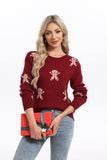 And Winter New Christmas Knitted Cartoon Man Embroidered Round Collar Sweater Women's