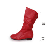Large-Size With Thin High-Sleet Girls Autumn And Winter White Students Thick And Leather Knight