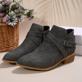 Autumn And Winter New Large-Size Tip Side Zipper Fashion Comfortable Short Boots Women