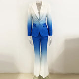 New Fashion Temperament Gradient Color Repair Suit Horn Trouser Set Two